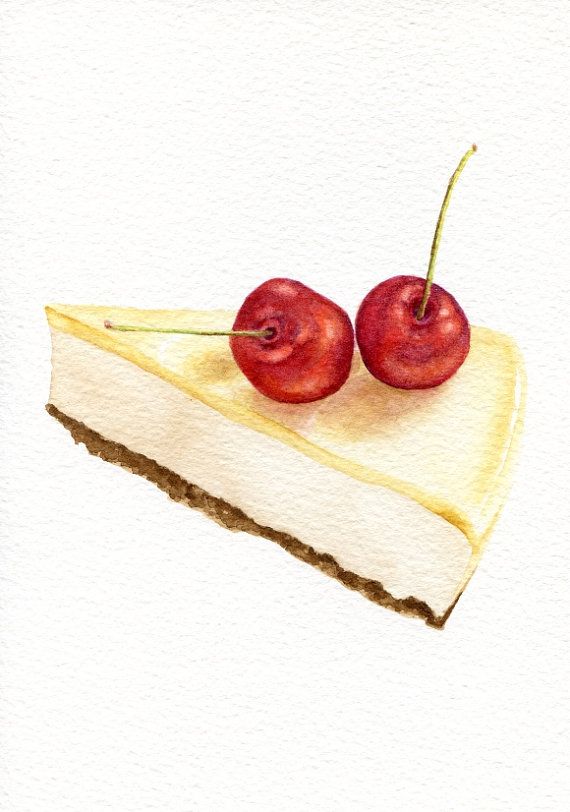 570x812 Cheesecake With Cherries On Top Original Painting