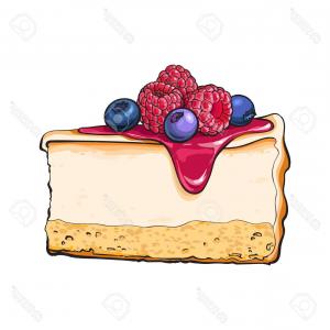 300x300 photostock vector hand drawn piece of cheesecake decorated