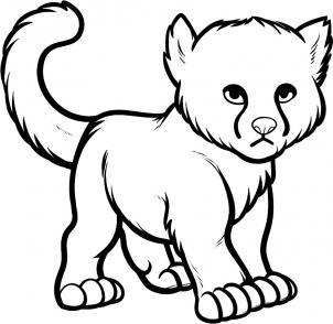302x294 drawing printout how to draw a baby cheetah, baby cheetah