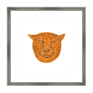 300x300 Cheetah Head Sunglasses Smiling Cartoon Framed Print