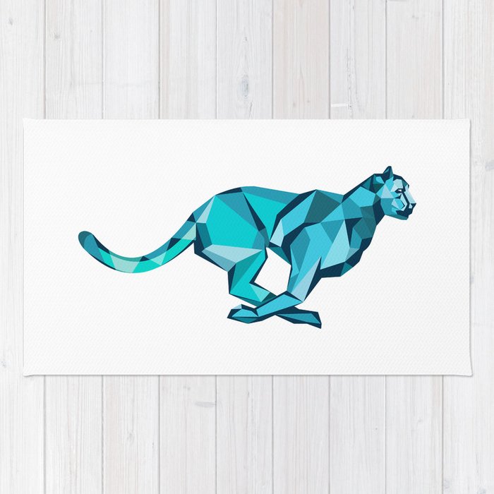 700x700 Cheetah Full Speed Running Low Poly Rug