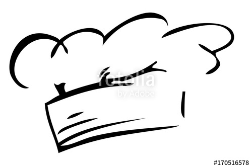 500x334 Hand Draw Sketch Of Chef Hat, Isolated On White Stock Photo
