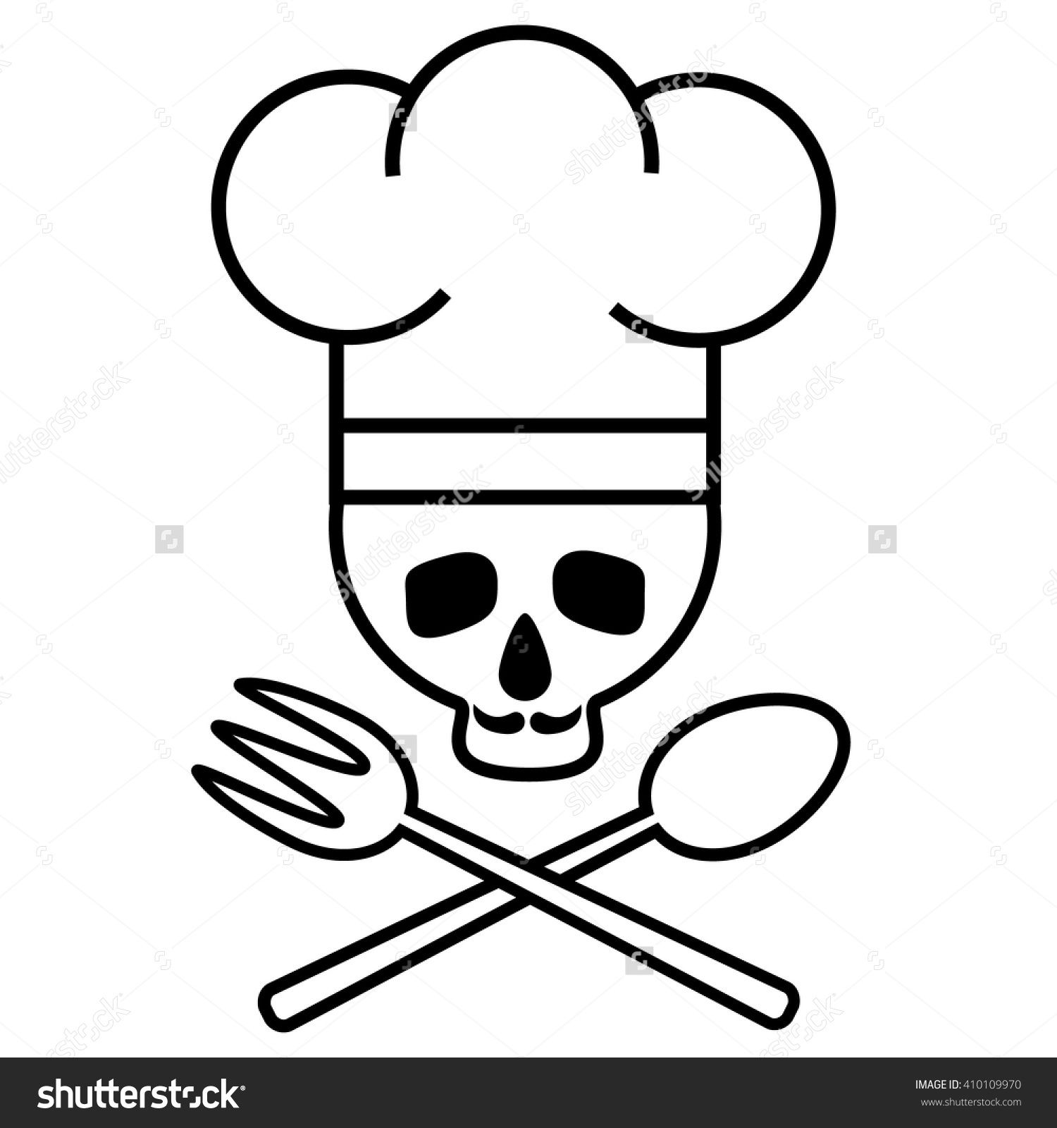 1500x1600 Skull Chef With A Mustache In A Chef's Hat With Crossed Spoon