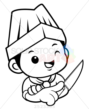 340x416 Stock Illustration Of Black And White Head Chef Mascot Is Holding