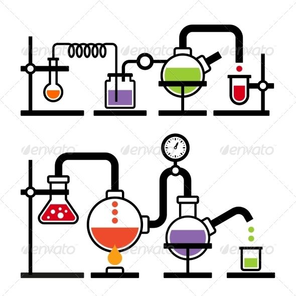 590x590 chemistry laboratory infographic with some reaction vector