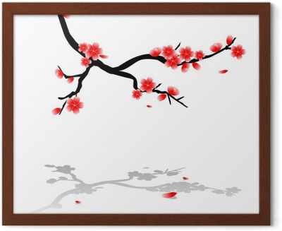 400x327 Japanese Drawing Of Cherry Tree Canvas Print