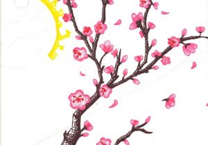 300x210 Colored Pencil Draw Cherry Blossom Branch Sakura Tree