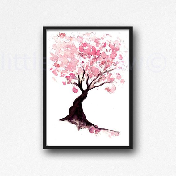570x570 Cherry Blossom Tree Print Watercolor Painting Print Spring Etsy