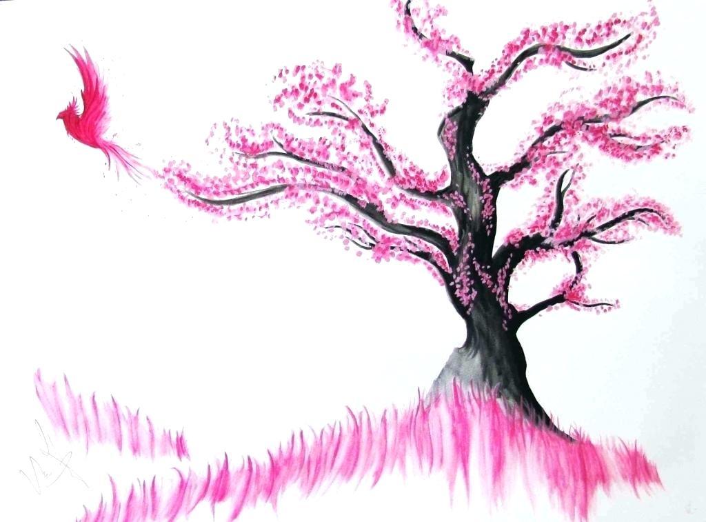 1024x757 Cherry Tree Flower Drawing How To Draw A Cherry Tree Step Cool