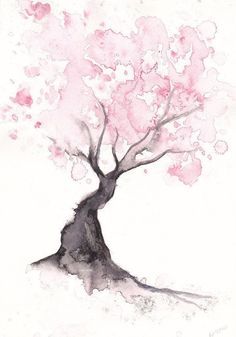 236x337 Cherry Blossom Tree Print Watercolor Painting Print Spring Tree