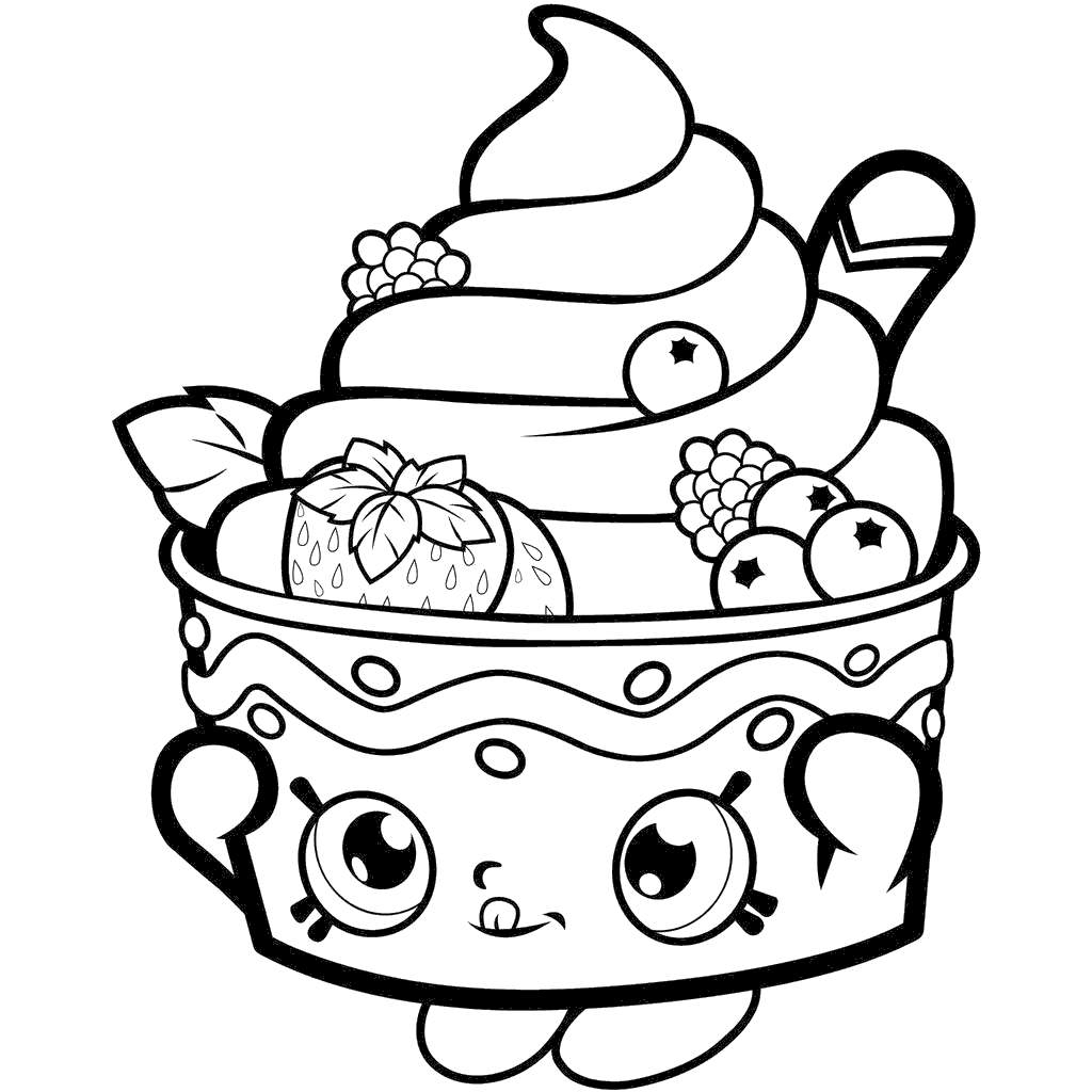1024x1024 Cherry Pie Coloring Pages Shopkins Cupcake