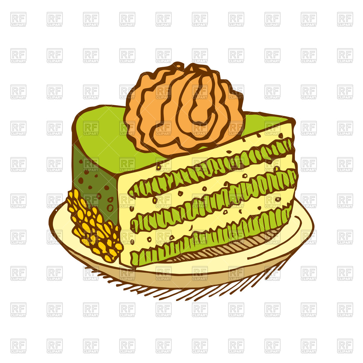 1200x1200 Piece Of Cake Hand Drawing Pie Vector Image Of Food And Beverages