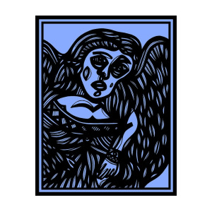 300x300 Dax Angel Cherub Blue Black Drawing