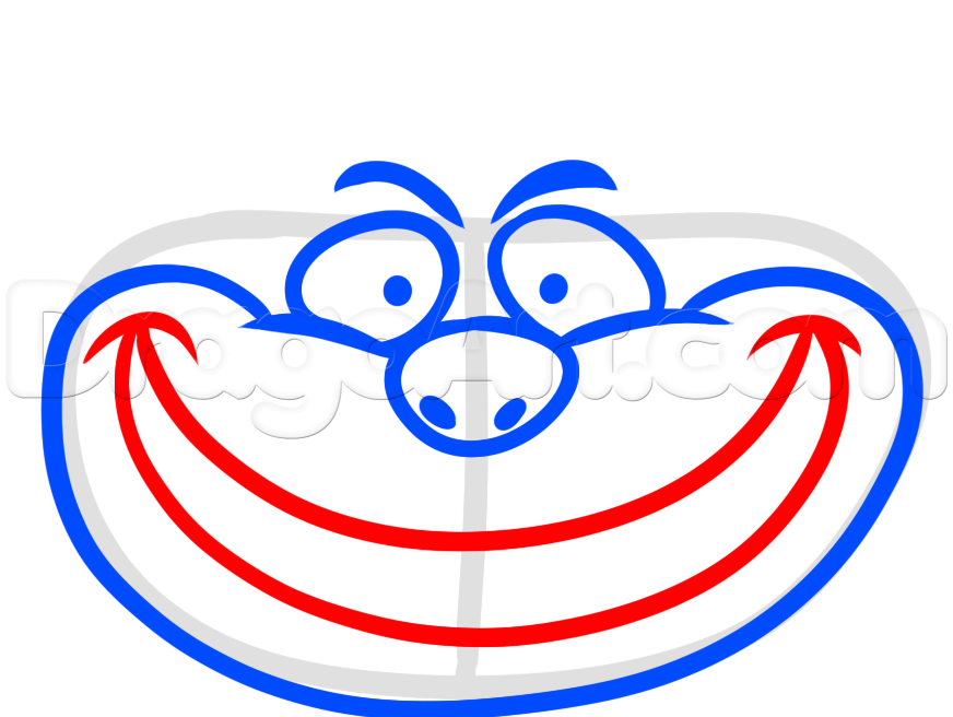 872x656 Draw Cheshire Cat Easy, Step