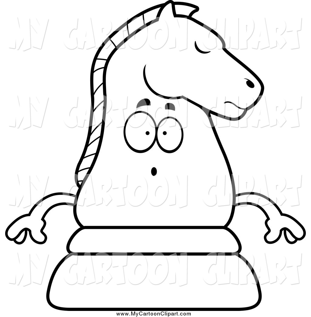 1024x1044 Clip Art Of A Lineart Surprised Black Chess Knight Mascot