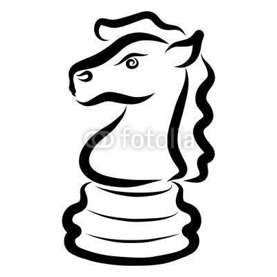 400x400 Black Chess Piece, Horse, Knight, Elegant Pattern On A White