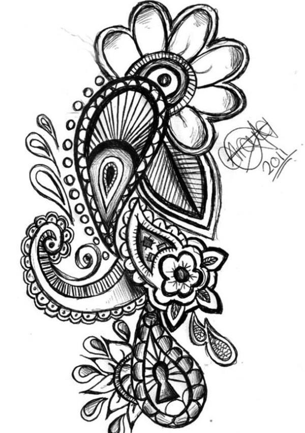 600x852 Nice Flower Amazing Paisley Pattern Tattoo