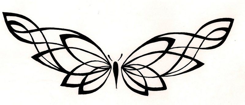 800x345 Original Butterfly Drawing For A Chest Tattoo Design