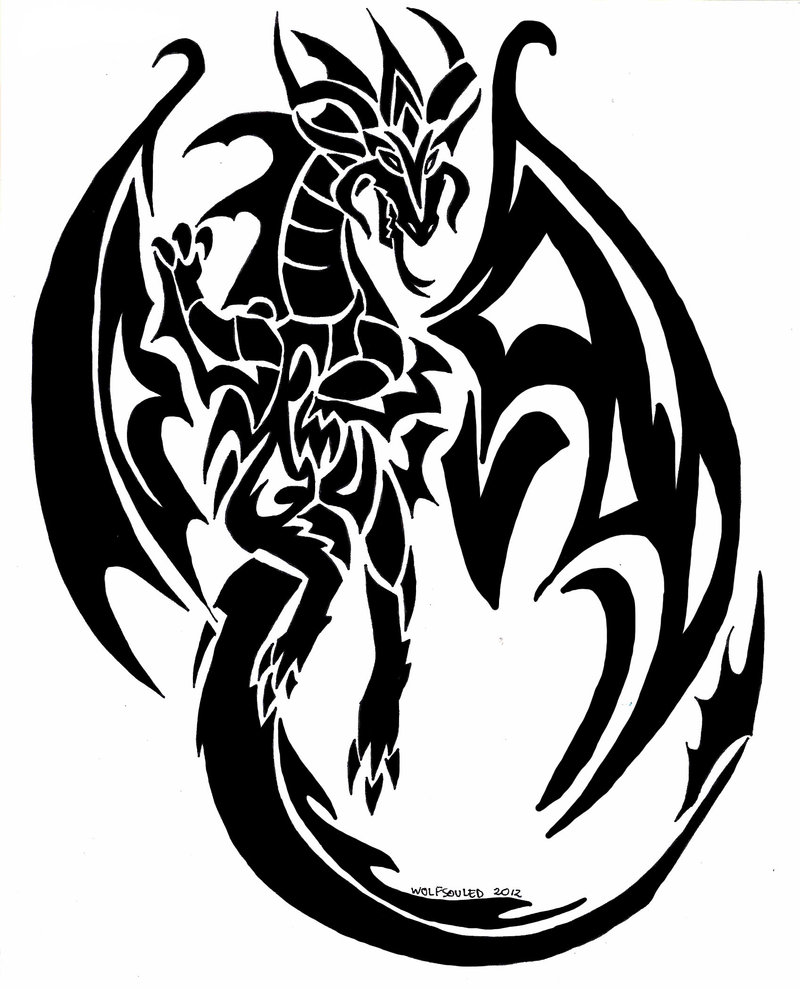 800x989 Tribal Winged Dragon Men Tattoo Design For Chest Or Back