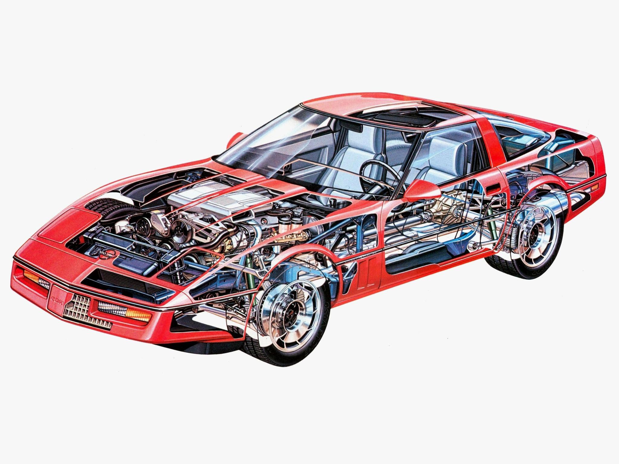 2048x1536 Chevrolet Corvette Cutaway Drawing In High Quality