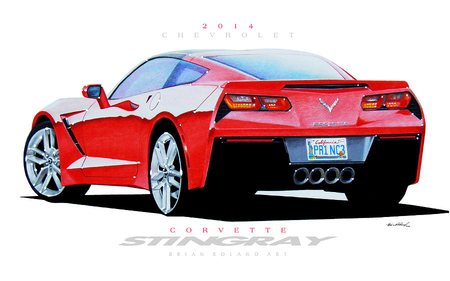 900x562 chevrolet corvette stingray coupe in red drawing