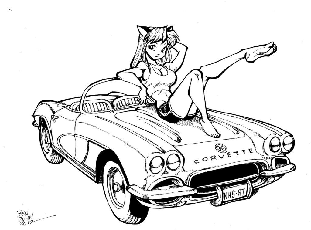1024x758 Corvette Drawing Cartoon For Free Download