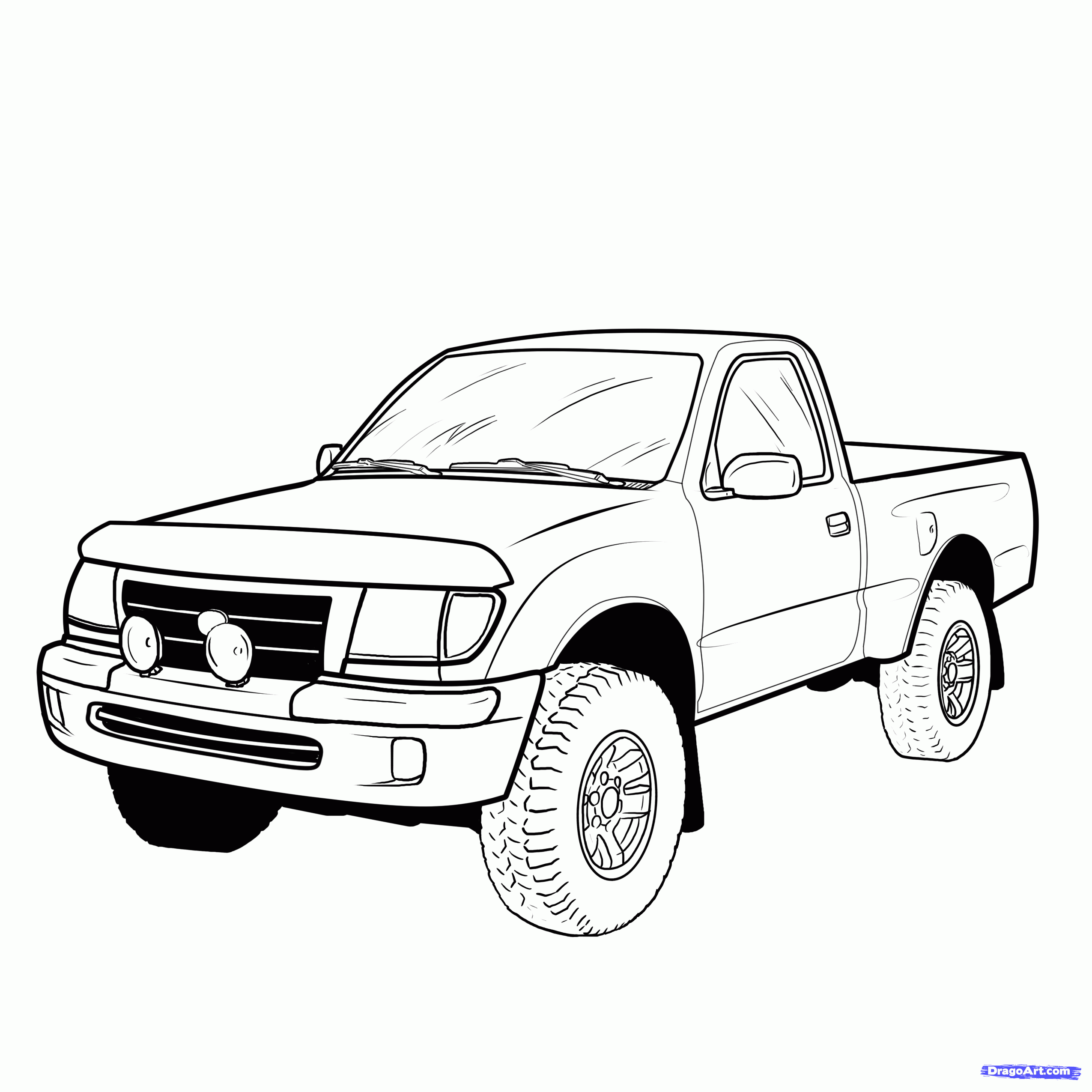2550x2550 Pickup Truck Drawing, Pencil, Sketch, Colorful, Realistic Art