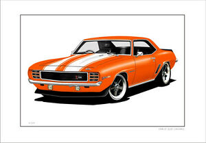 300x209 chevy camaro limited edition car drawing print