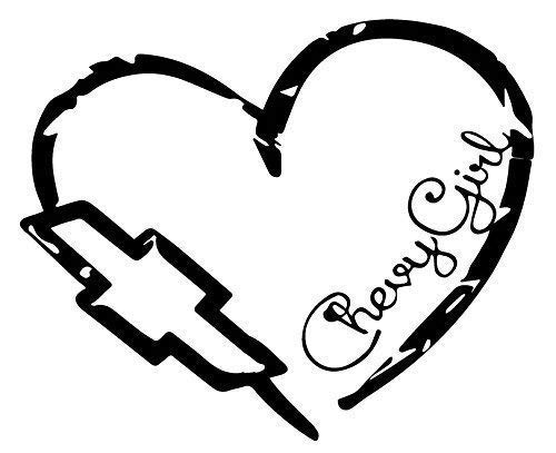 500x407 Chevy Girl Bowtie Heart Rear Window Truck Window Vinyl