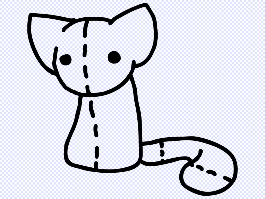 1024x768 Chibi Cat Plushie Lineart