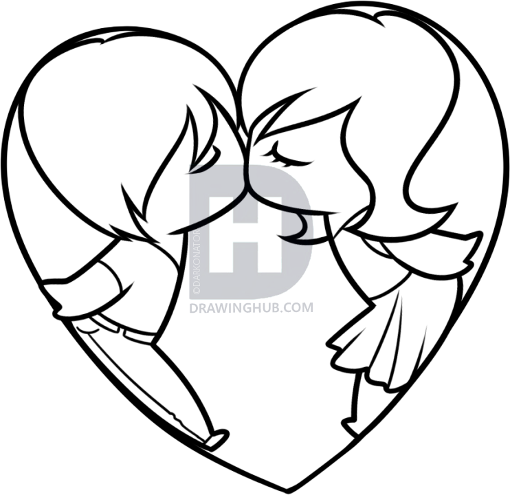 742x720 How To Draw Chibi Kissing, Step