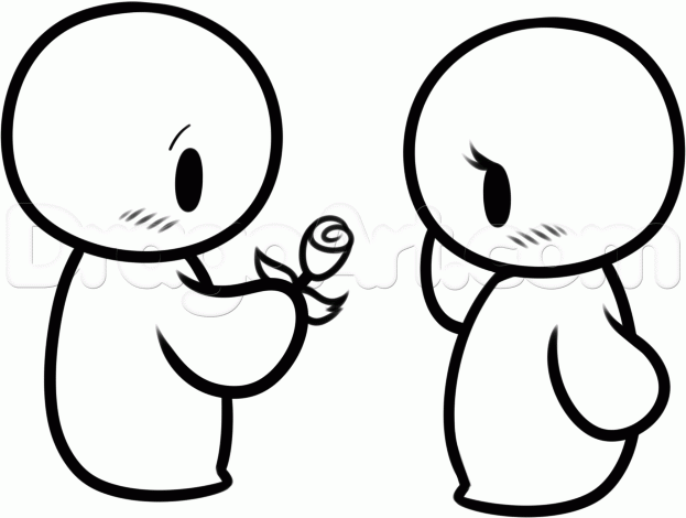 623x470 How To Draw A Valentine Couple, Step