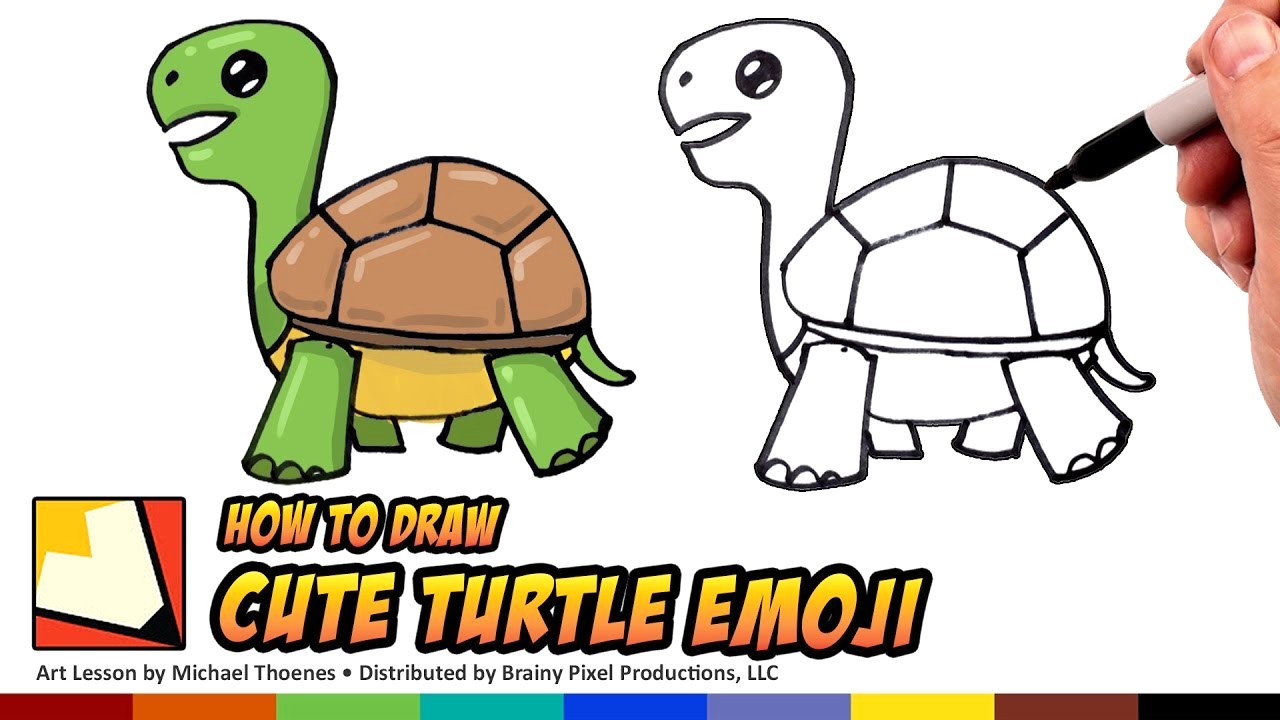 1280x720 How To Draw A Cute Cartoon Turtle Waving Chibi Kawaii Easy Step