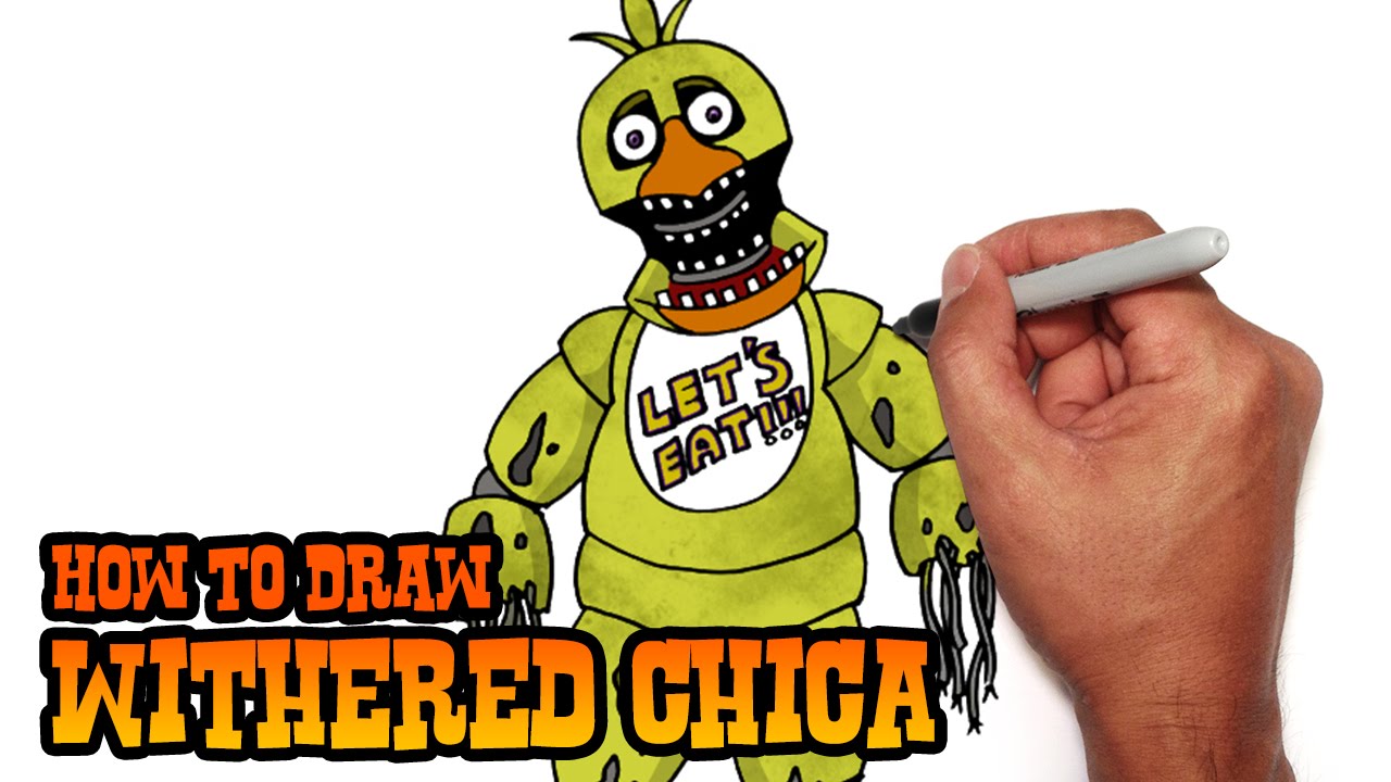 1280x720 how to draw withered chica five nights