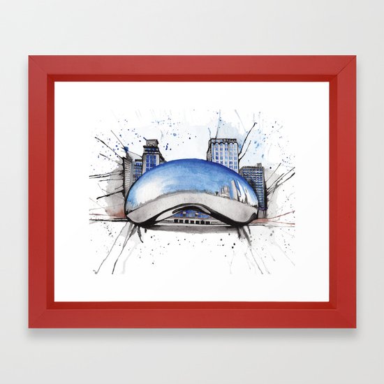 550x550 The Bean Chicago Watercolor Painting Framed Art Print