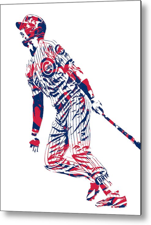 494x734 Kris Bryant Chicago Cubs Pixel Art Metal Print