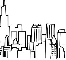 220x200 Chicago Skyline Drawing Stickers Redbubble