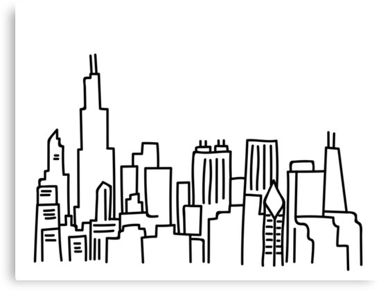 550x420 Chicago Skyline Outline Drawing