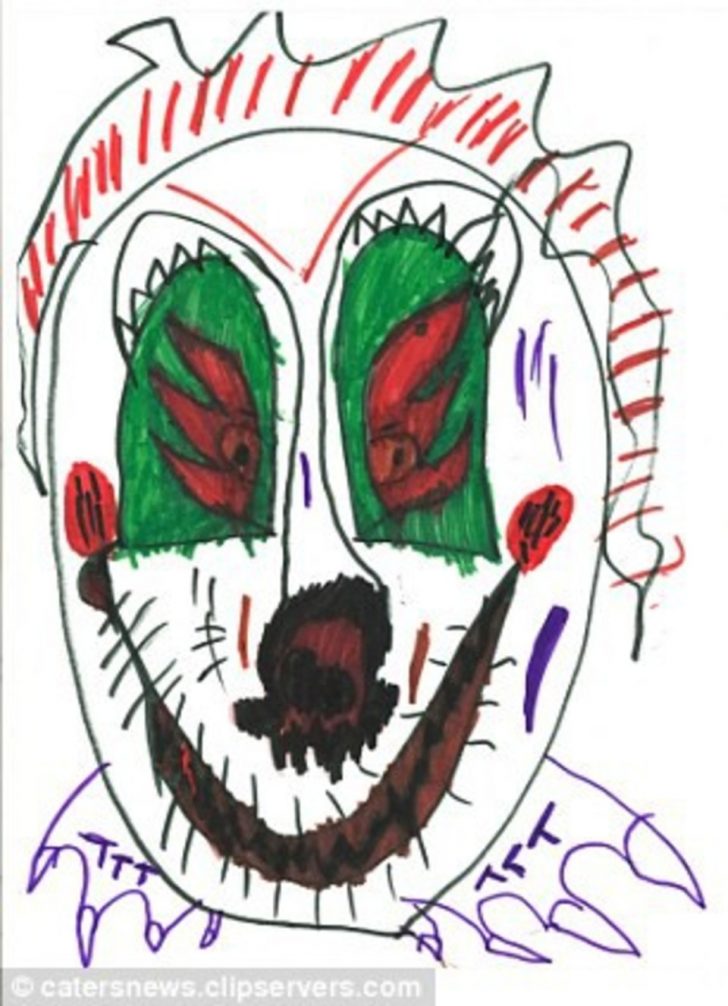 728x1006 Clown Circus Drawing Colored Crown Doodle Easy Step Clip Art Scary