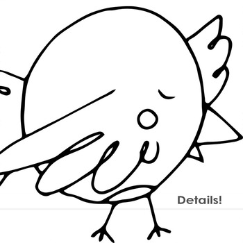350x350 cheeky chickadee black line art, bird png outlines + ps brush tpt