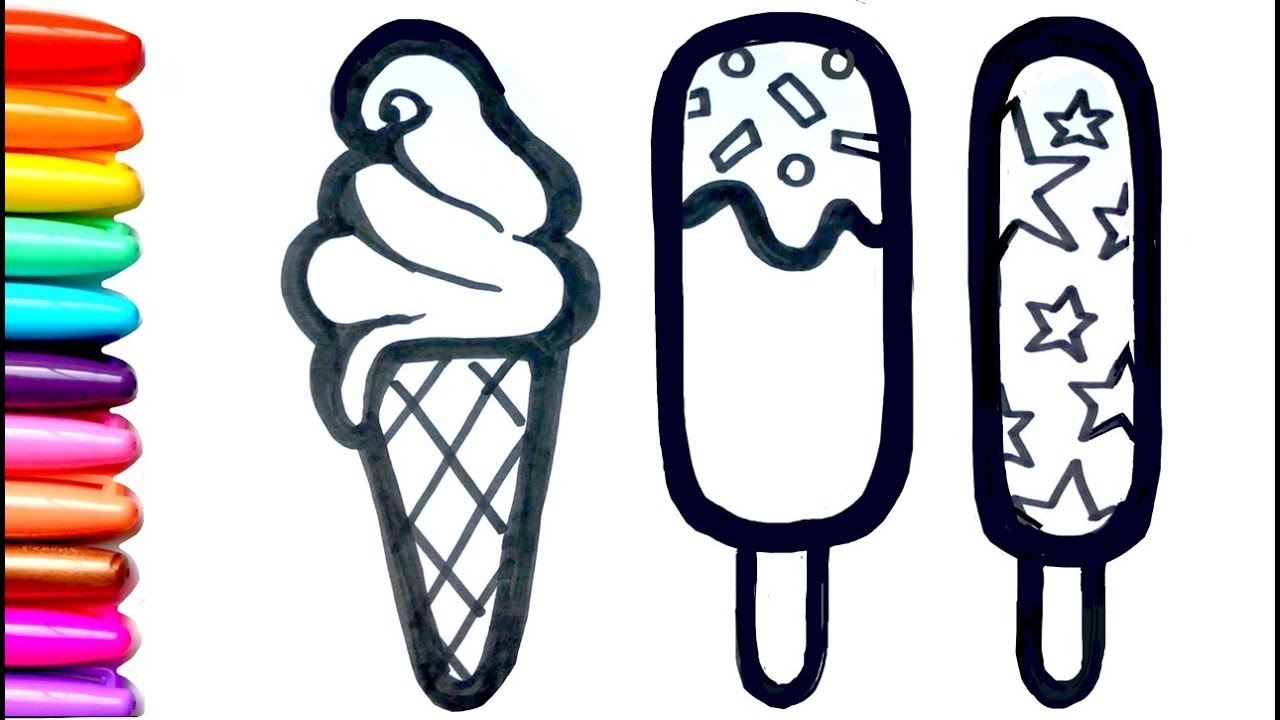 1280x720 Ice Cream Popsicles And Chicken Drawing Learn Colors Fun For Kids