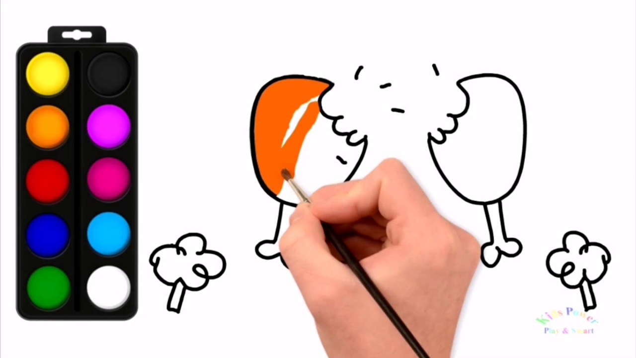 1280x720 Chicken Food Drawing And Coloring Learn Colors With Happy Time
