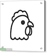 163x186 Chicken Vector Icon Animal Head Vector Metal Print