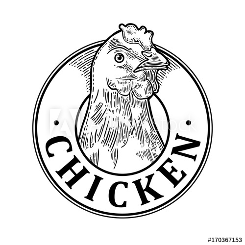 500x500 Chicken Head Vintage Vector Engraving
