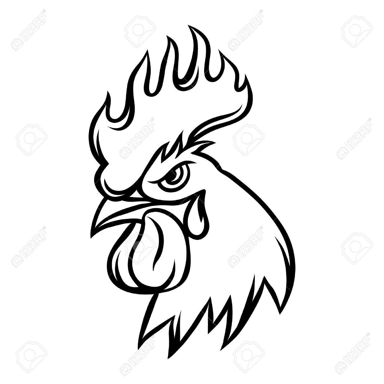 1300x1300 Rooster Head Drawing Chicken Drawing In Drawings, Tribal