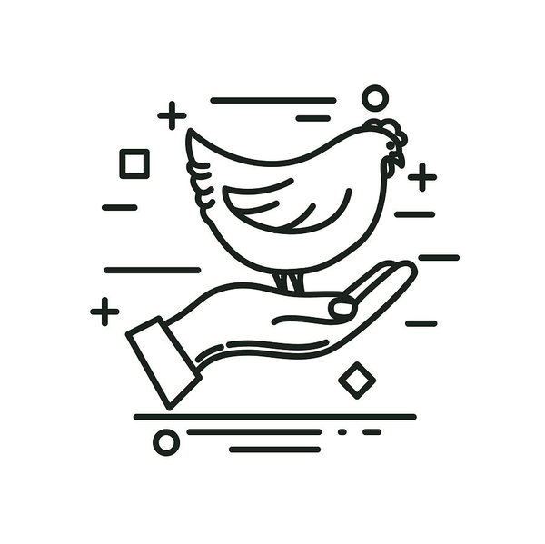 600x599 Hand And Chicken Agriculture And Farming Thin Line Icons Art Print