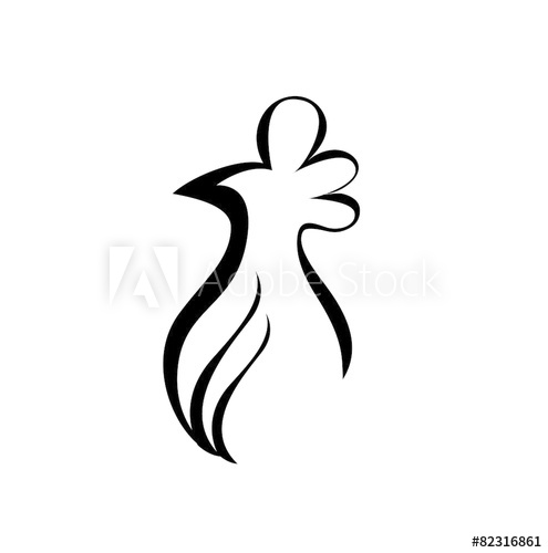 495x500 Vector Of Line Drawing Of A Chicken On White Background