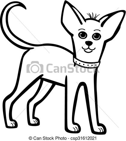 420x470 Little Chihuahua With A Collar Vector Line Drawing Small