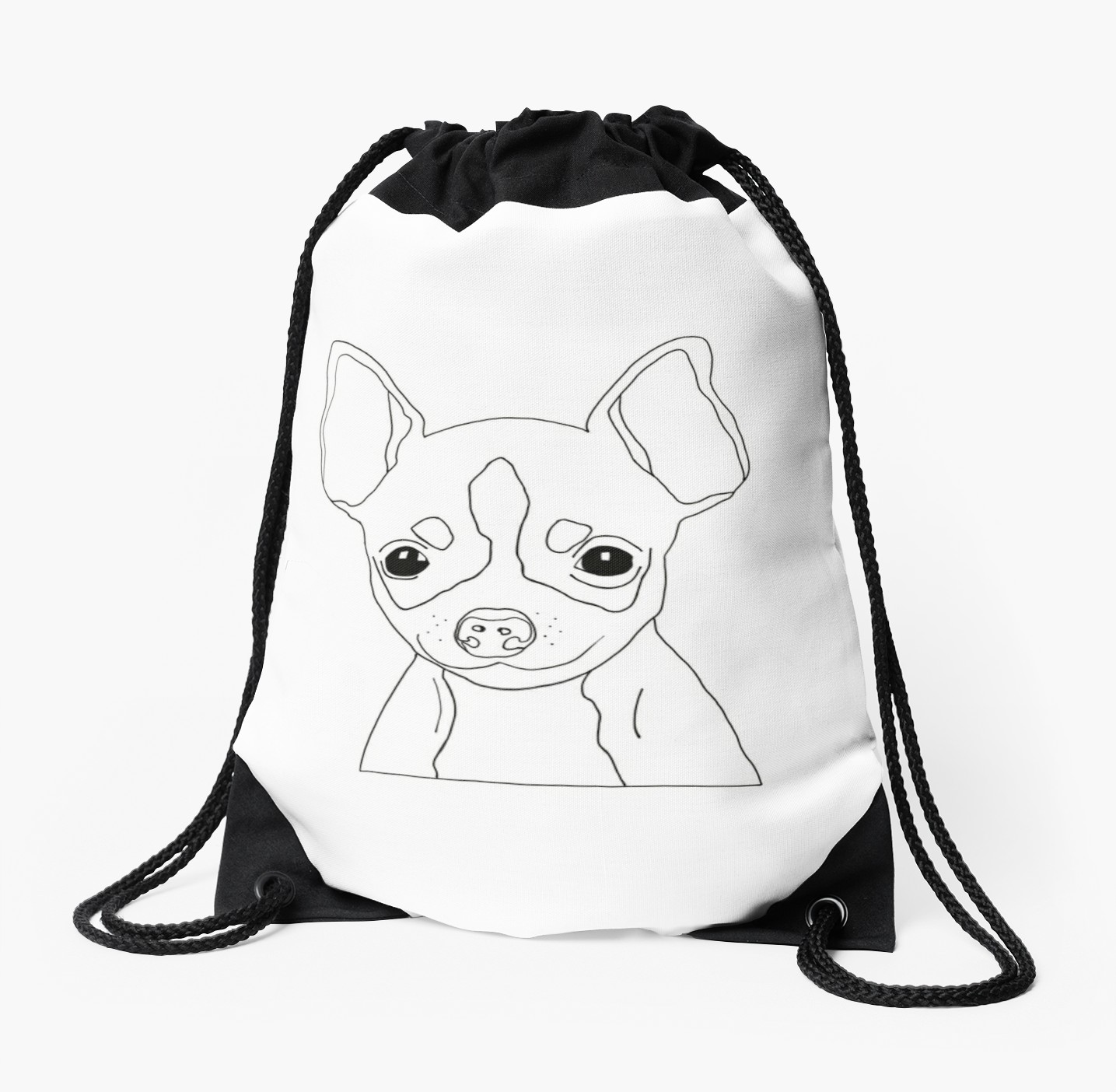 1435x1404 Chihuahua Drawing Drawstring Bags