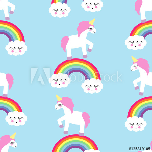 500x500 Rainbow Background Seamless Pattern With Unicorns And Rainbows
